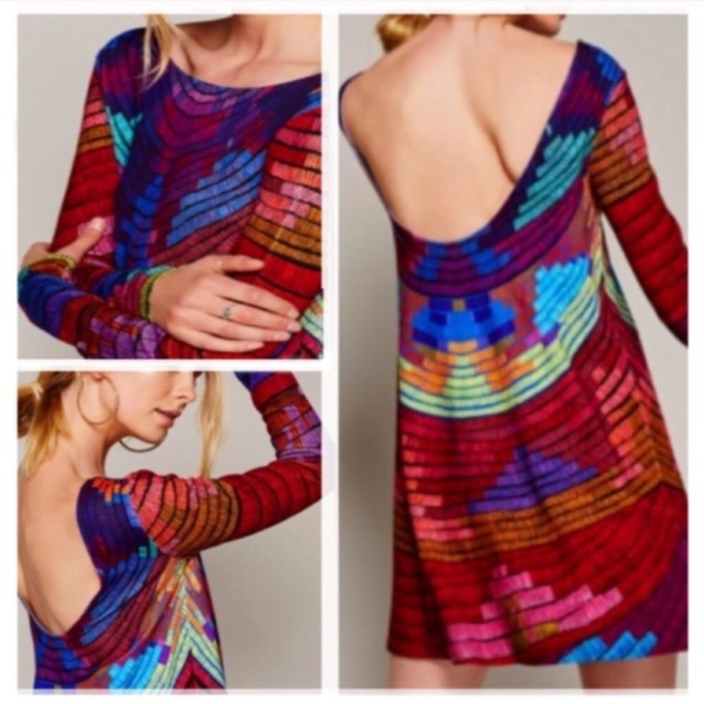 🎉HP🎉 Red Radial Swing DRESS Print Stretch NEW!!